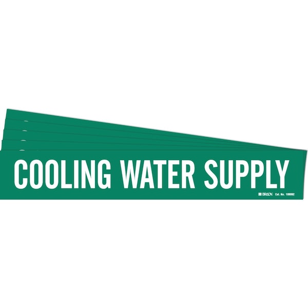 Brady COOLING WATER SUPPLY Pipe Marker Style 1 Polyester WT on GN 1 per Card, 5 PK 106092-PK - main